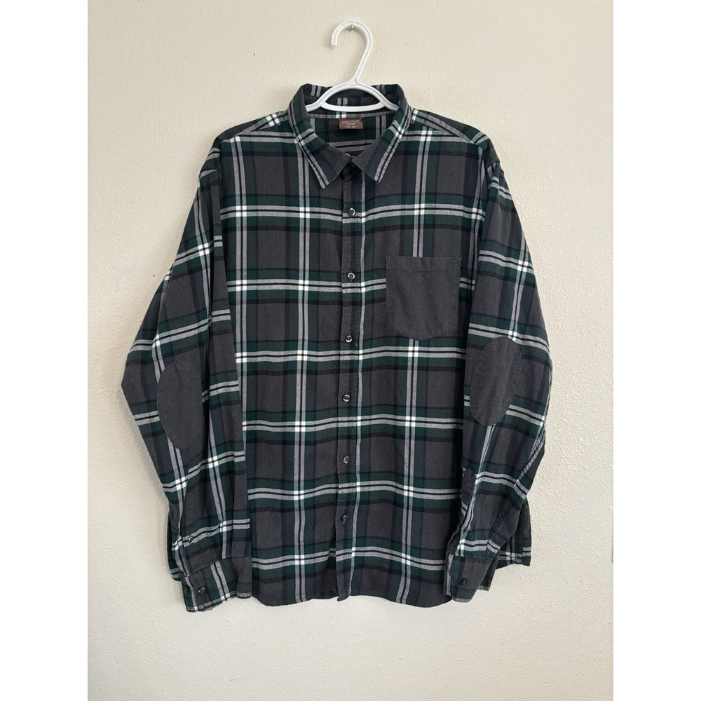 Great Northwest‎ Mens XL Green Grey White Flannel Button Up Shirt